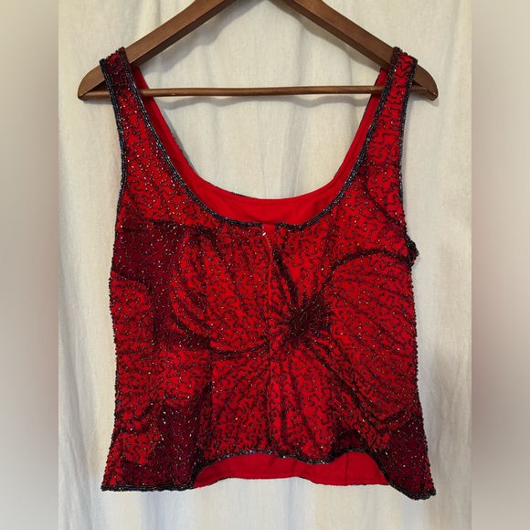 Sean Collection Vintage Red Beaded Jacket - Tank set - Picture 5 of 16